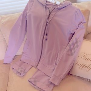 2 piece Burberry hoodie and crop jogger set